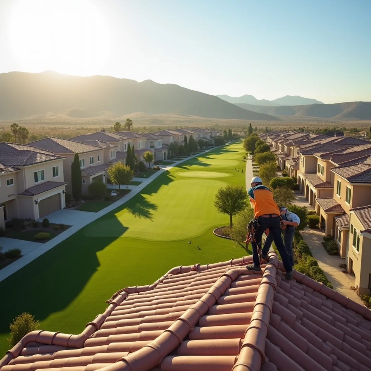 Arrowood master-planned community homes with tile roofs.