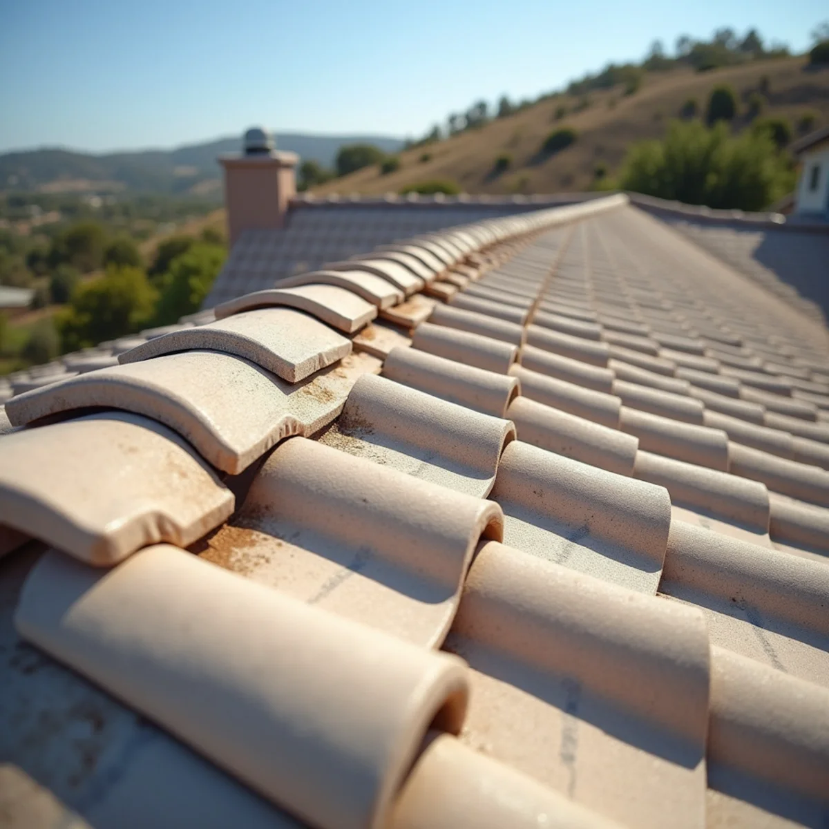 Light-toned cool-rated concrete tile roof on an inland Carlsbad home.