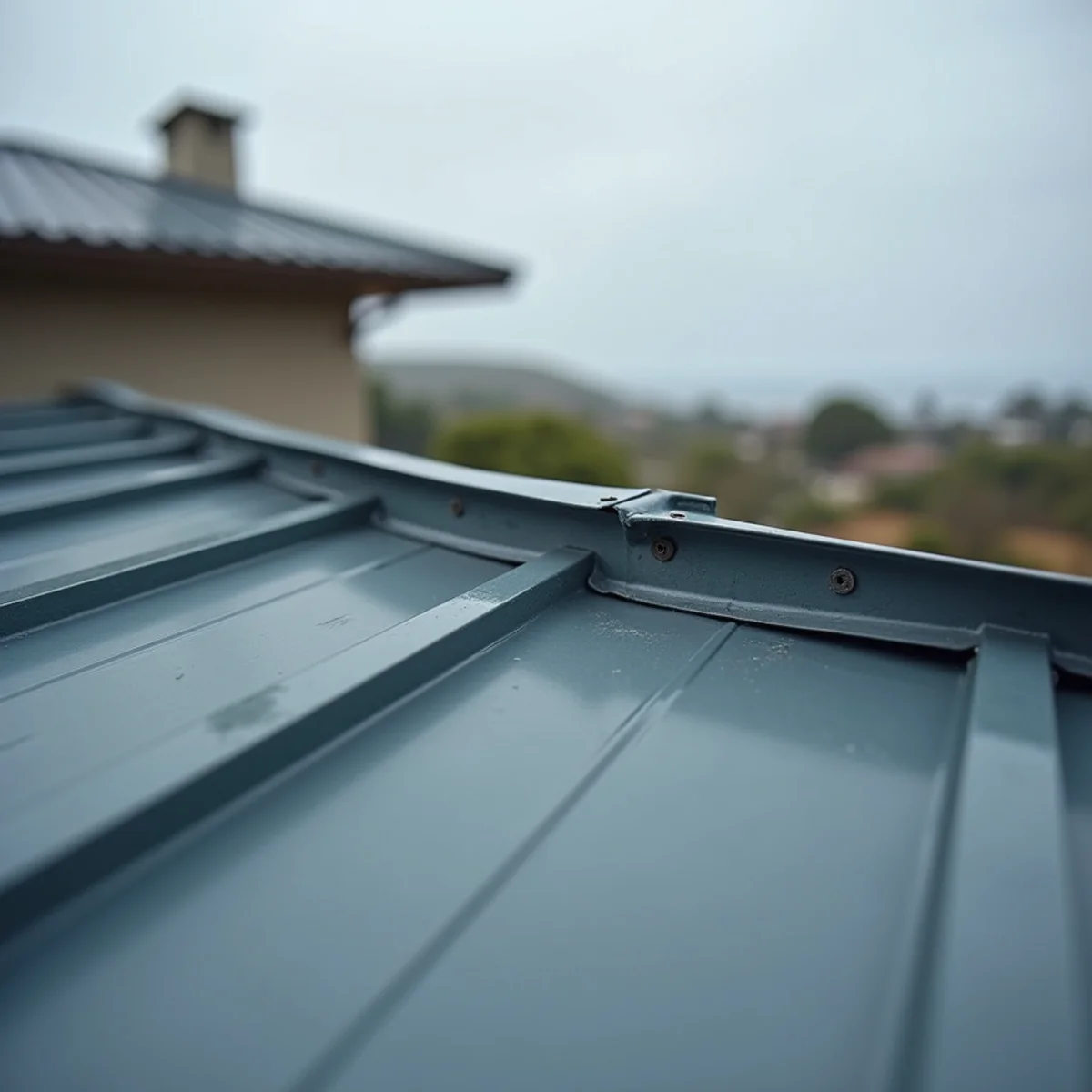 Corrosion-resistant standing-seam metal roof panel on a coastal home.