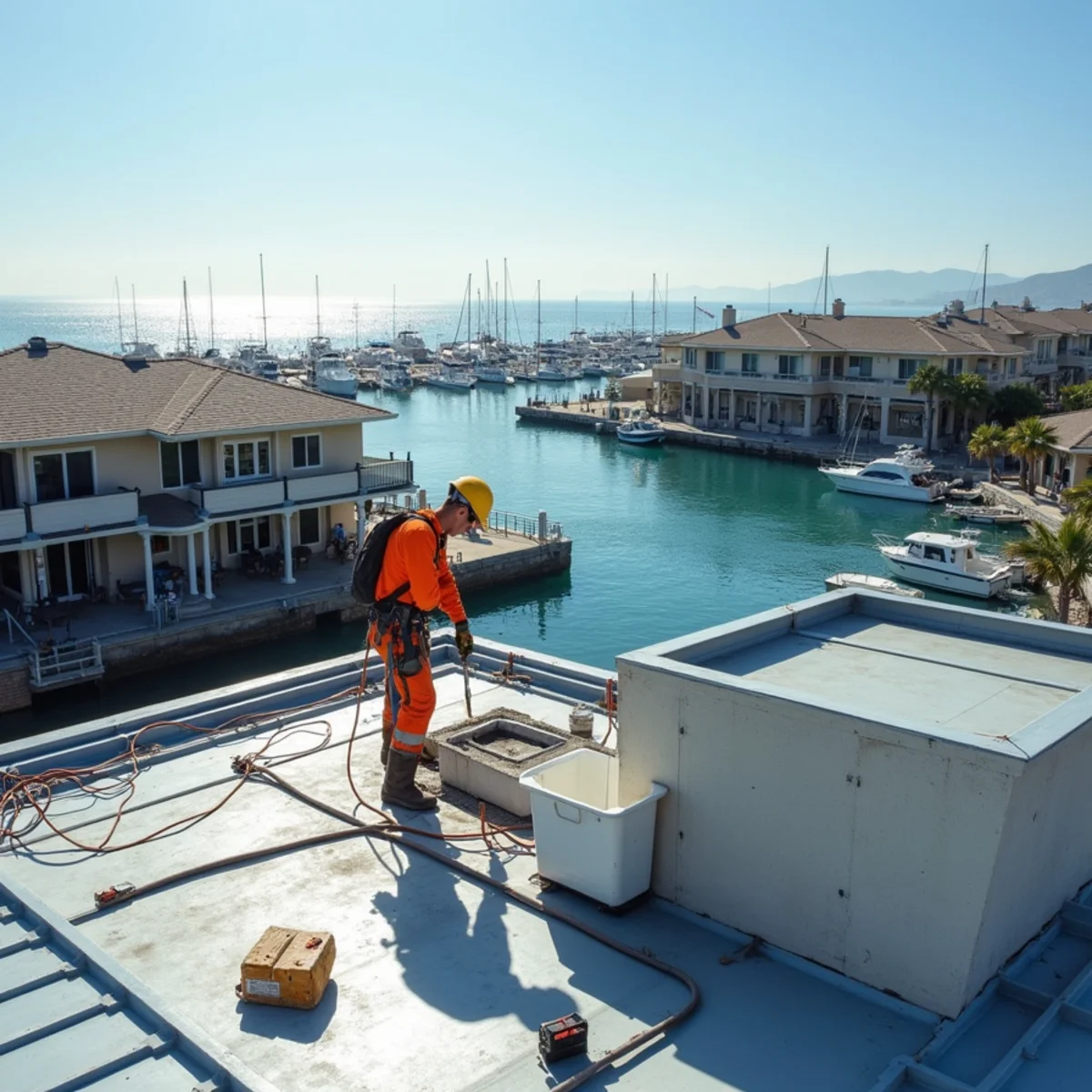 Oceanside Harbor area buildings near the water.