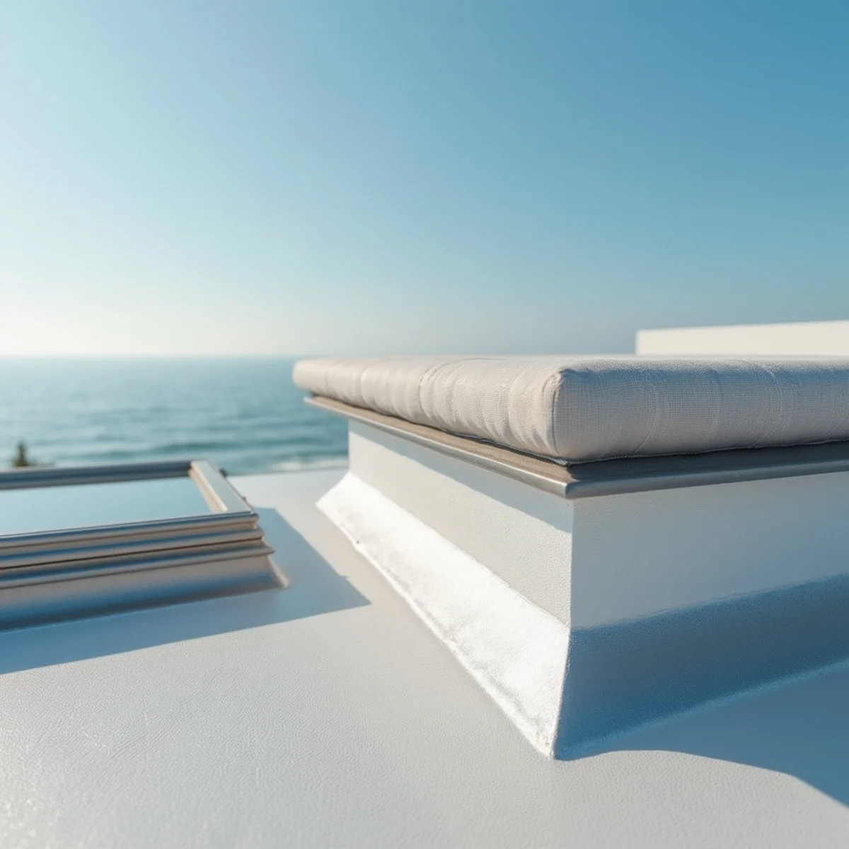 Corrosion-resistant metal coping on a coastal contemporary parapet.